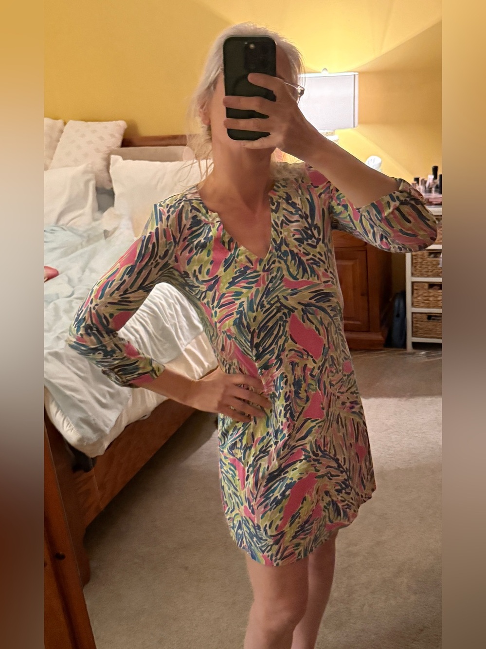 Lilly Pulitzer Pink Green Blue Printed V-Neck Tunic